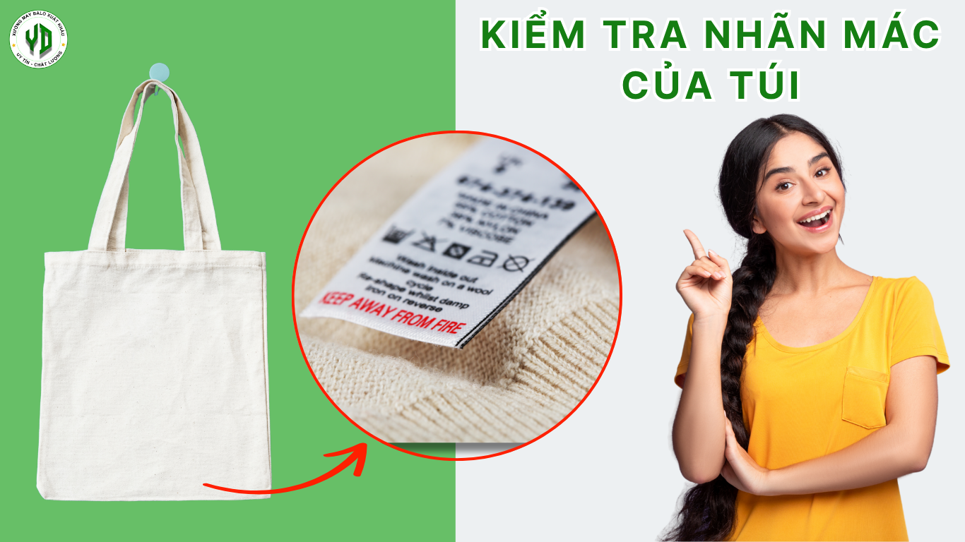 Kiểm tra nhãn mác túi tote trước khi làm sạch